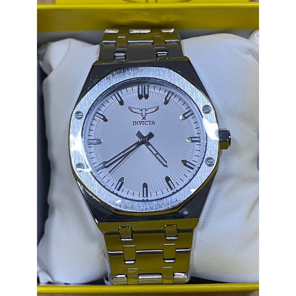 NEW Invicta Wristwatch Women OS Silver Stainless Steel Octagonal Sunray Dial